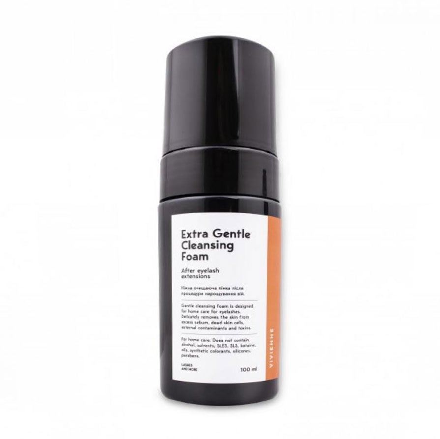Ніжна очищувальна пінка після процедури нарощування вій Vivienne Extra Gentle Cleansing Foam, 100 мл